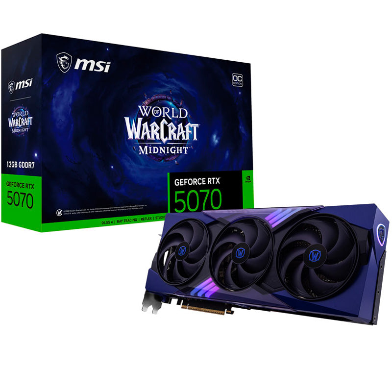 Tarjeta Gráfica MSI GeForce RTX 5070 World of Warcraft MIDNIGHT VOID EDITION OC 12GB GDDR7 DLSS4