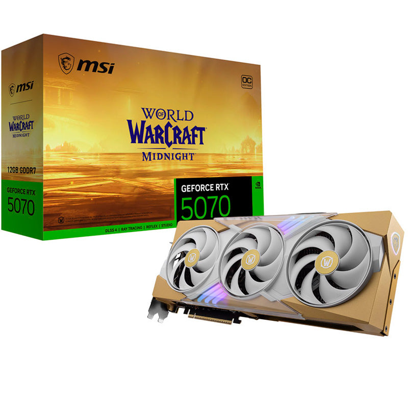 Tarjeta Gráfica MSI GeForce RTX 5070 World of Warcraft MIDNIGHT LIGHT EDITION OC 12GB GDDR7 DLSS4