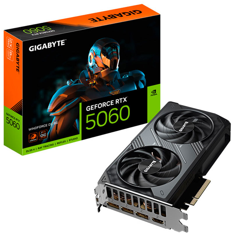 Tarjeta Gráfica Gigabyte GeForce RTX 5060 WindForce OC 8GB GDDR7 DLSS4